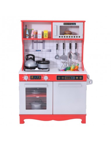 Ogromna drewniana czerwona kuchnia z akcesoriami ONSHINE