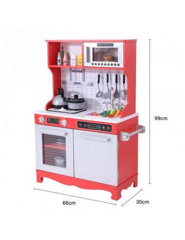 Ogromna drewniana czerwona kuchnia z akcesoriami ONSHINE