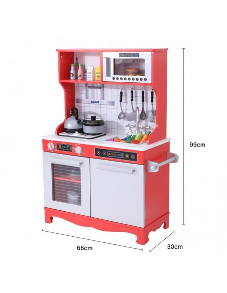 Ogromna drewniana czerwona kuchnia z akcesoriami ONSHINE